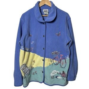 Northern Reflections Embroidered Sweater Women's Large Butterfly Coastal Grandma